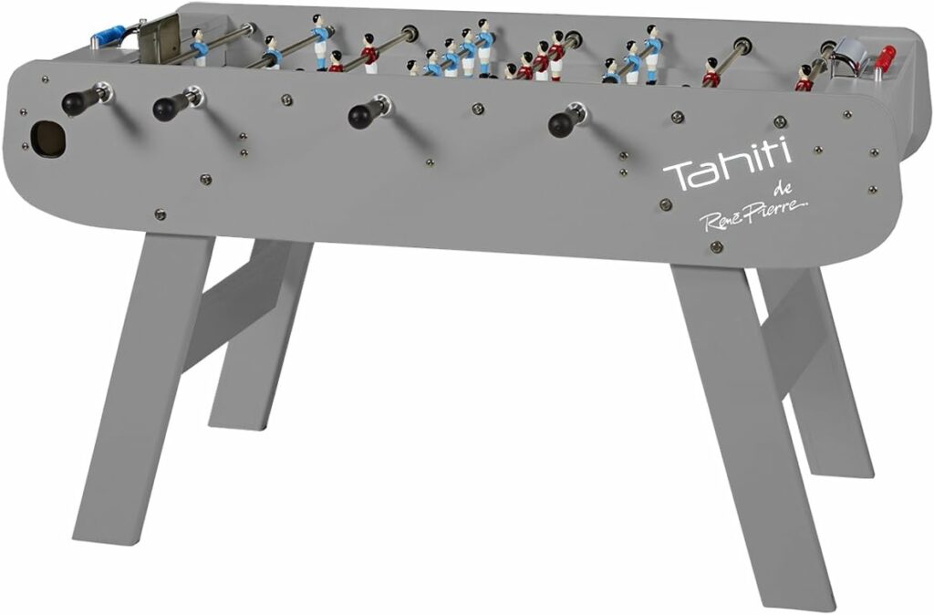 René Pierre Outdoor Foosball Table - Tahiti. Designed with Safety Telescoping Rods with Ergonomic Handles and 2 Single Goalies